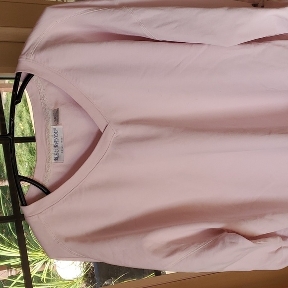 Bleu Bayou Long Slv Pink Tied Back & Sleeves Vneck Sz. XL Sweatshirt - Picture 2 of 11